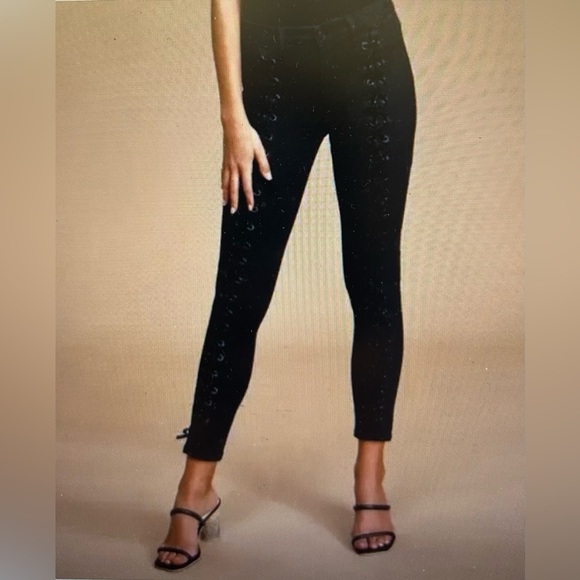 NEON BLONDE TIE ME UP JEANS in washed black in size 28 - Picture 6 of 10